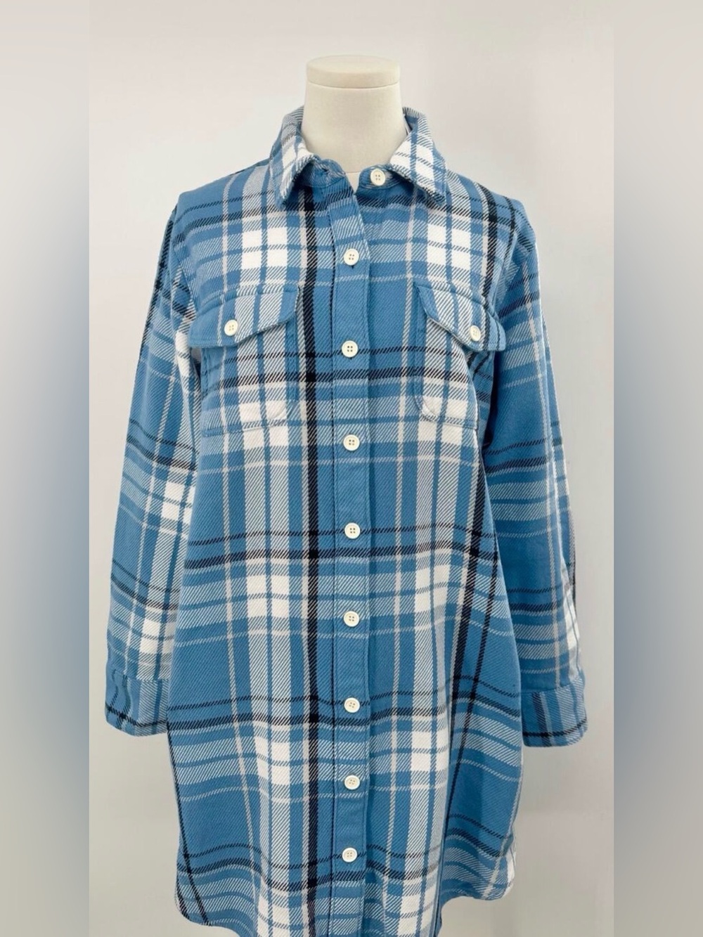 Outerknown Blanket Shirt Blue Plaid Shirtdress Heavyweight Cotton S NWT